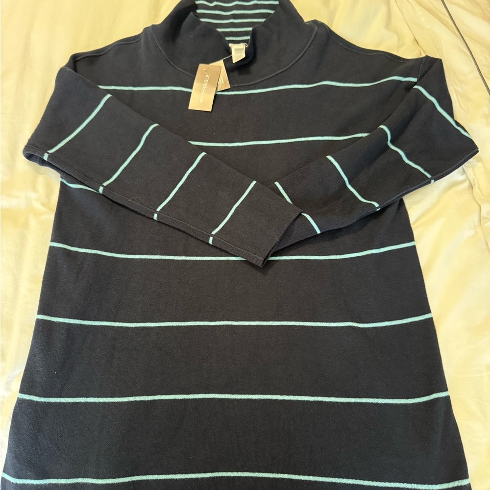 J. Jill Black and Green Reversible Turtleneck